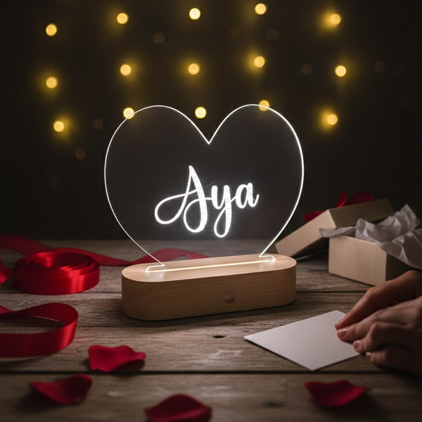 Lampe Personnalisée Cœur Lumineux